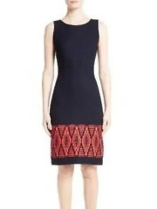 NWT - St. John Navy African Red Baruti Sleeveless Knit, Size 8 ($895) - Picture 2 of 7